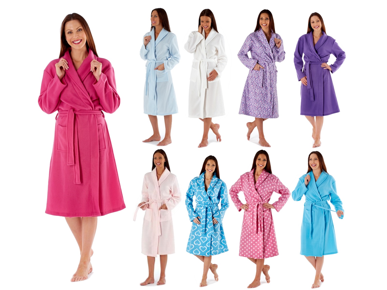 Ladies Full Length Polar Fleece Dressing Robes Womens Long Bath Robe